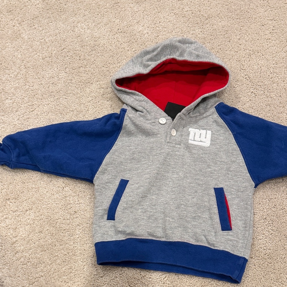 Giants Gray and Blue Hoodie NFL 18mo